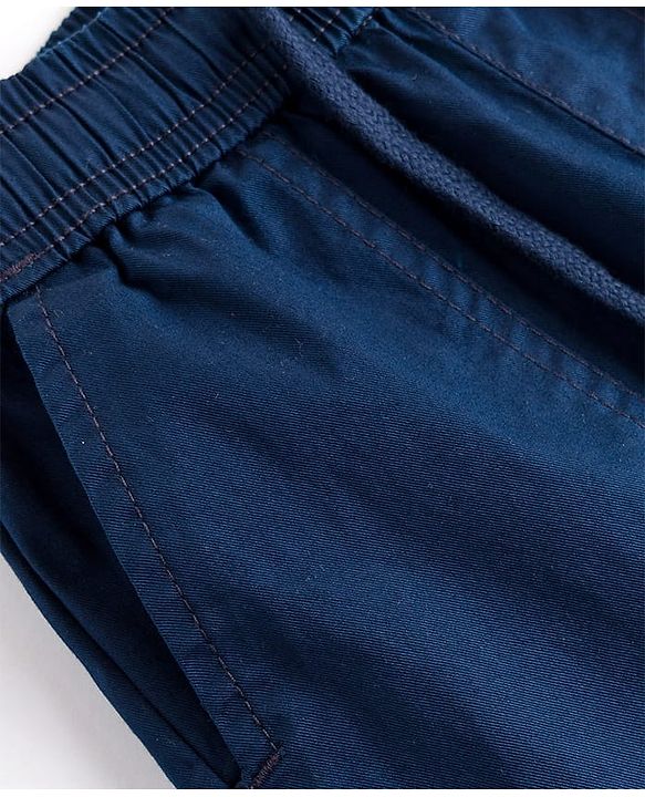 Pine Kids Cotton Elastane Woven Above Knee Length Solid Colour Shorts - Navy Blue
