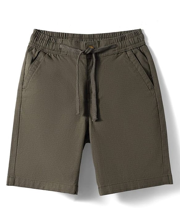 Pine Kids Cotton Elastane Woven Above Knee Length Shorts - Olive Green