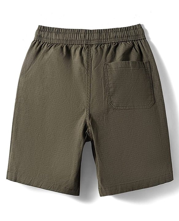 Pine Kids Cotton Elastane Woven Above Knee Length Shorts - Olive Green