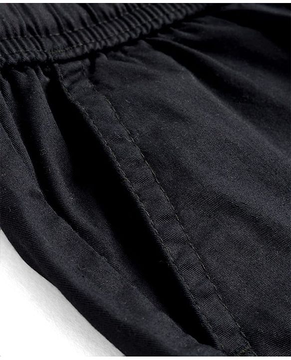 Pine Kids Cotton Elastane Woven Above Knee Length Solid Colour Shorts - Black