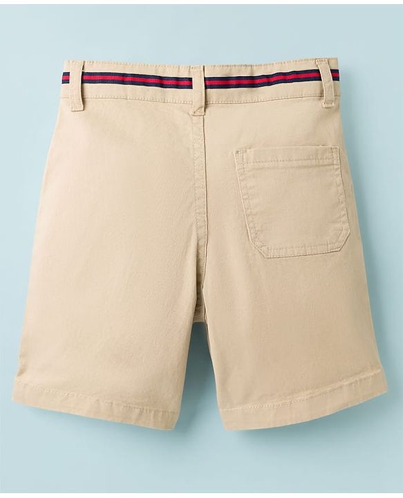 Pine Kids Cotton Woven Above Knee Length Solid Shorts - Beige