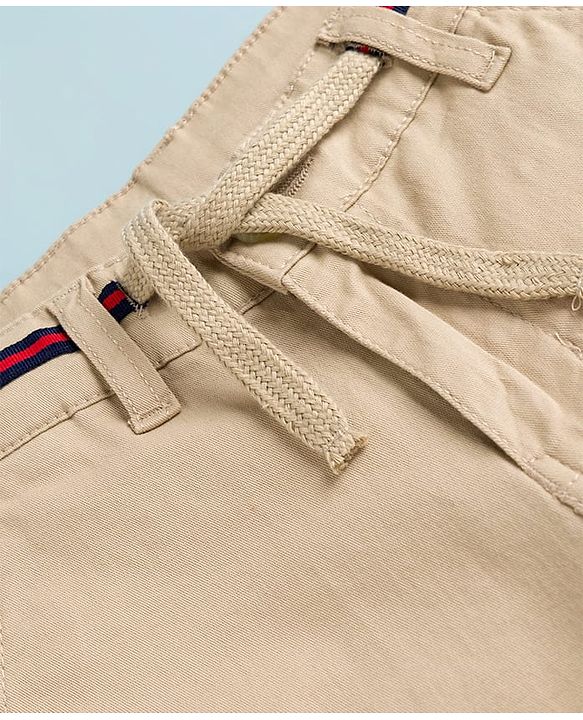 Pine Kids Cotton Woven Above Knee Length Solid Shorts - Beige