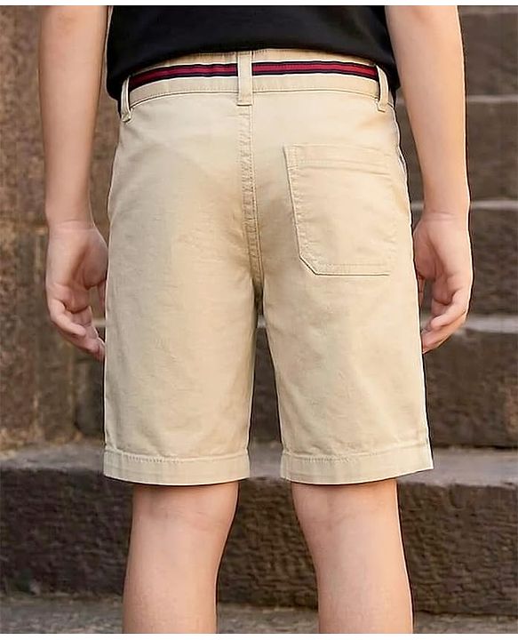 Pine Kids Cotton Woven Above Knee Length Solid Shorts - Beige