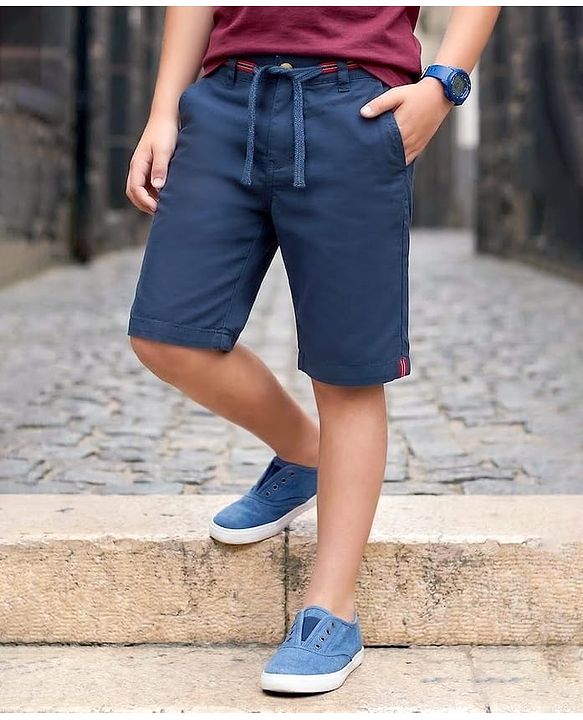 Pine Kids Cotton Woven Above Knee Length Solid Shorts - Beige