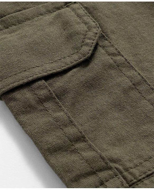 Pine Kids Cotton Elastane Woven Solid Colour Shorts - Olive Green