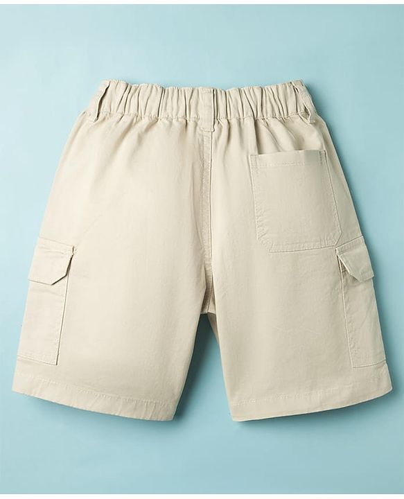 Pine Kids Cotton Elastane Woven Solid Colour Shorts - Olive Green