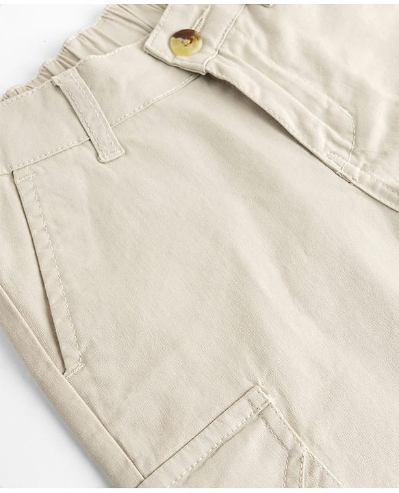 Pine Kids Cotton Elastane Woven Solid Colour Shorts - Olive Green