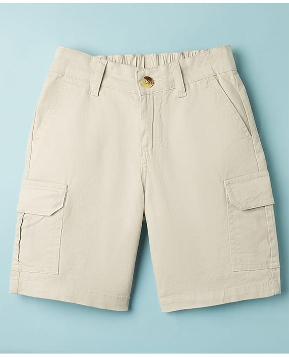 Pine Kids Cotton Elastane Woven Solid Colour Shorts - Olive Green