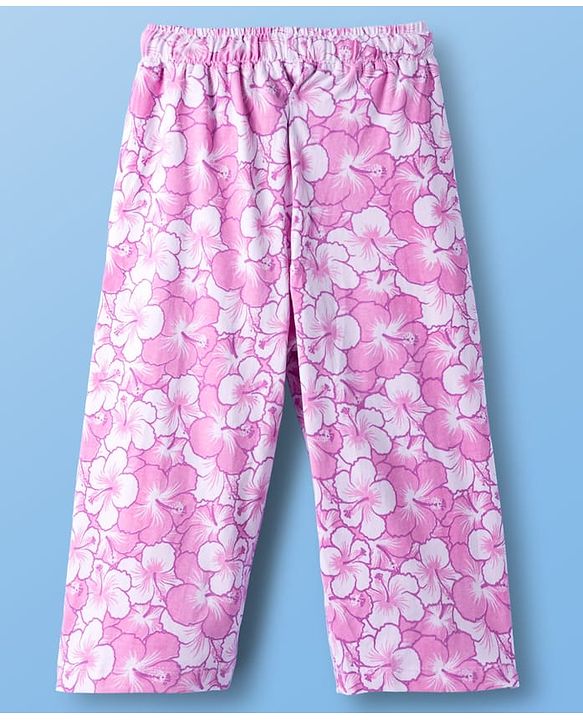 Pine Kids Single Jersey Knit Half Sleeves Capri Co-ord Night Suit With Floral Print - Lavender