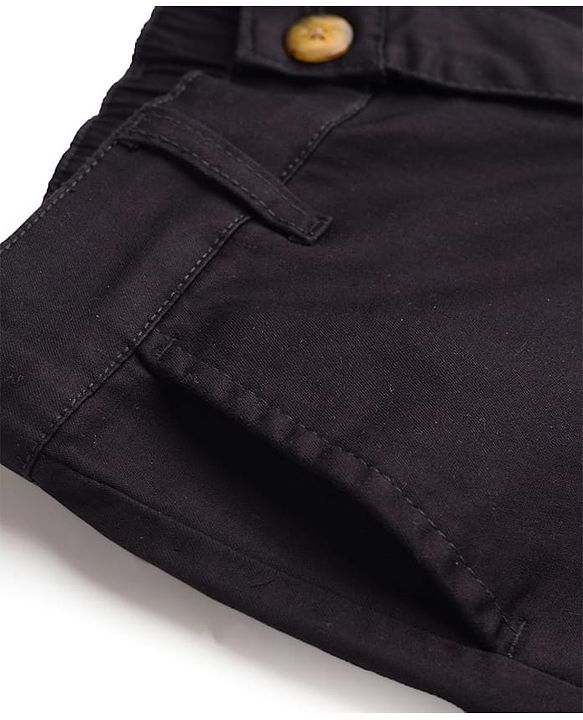 Pine Kids Cotton Elastane Woven Full Length Solid Colour Trouser - Khaki