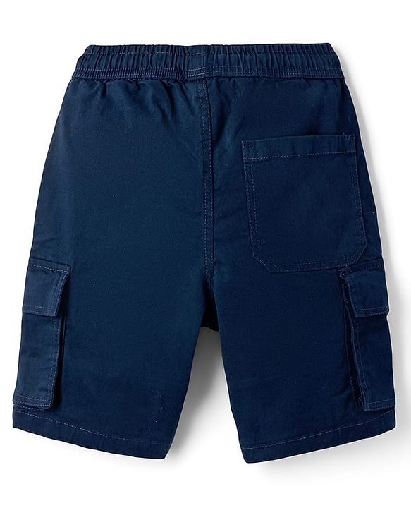 Pine Kids Cotton Elastane Woven Knee Length Solid Shorts - Blue