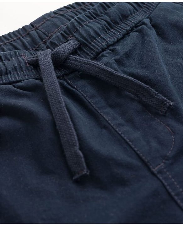 Pine Kids Cotton Elastane Woven Knee Length Solid Shorts - Blue
