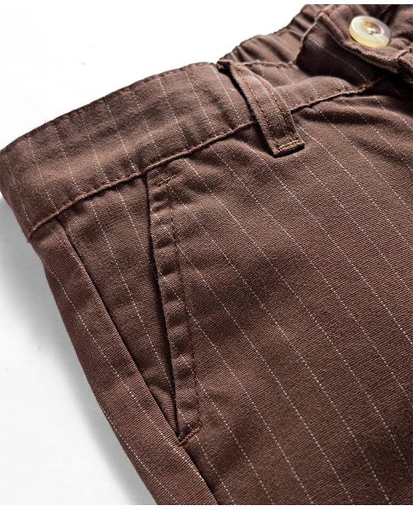Pine Kids Cotton Elastane Woven Knee Length Shorts - Brown