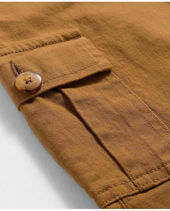 Pine Kids Cotton Elastane Woven Full Length Solid Colour Trouser Pant - Khaki