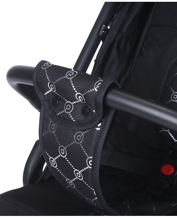 Babyhug Portable Baby Stroller with One-hand Z Compact Fold - Black| Pram for Newborn| Concealed Linked Brake| Swivel Wheels| 5 point Safety Harness| Air Cabin Friendly|