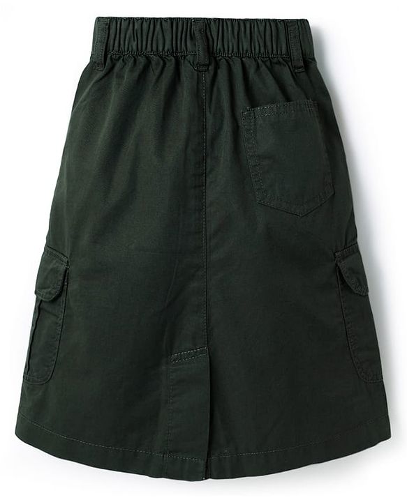 Pine Kids Cotton Woven Solid Colour Skirt - Olive Green