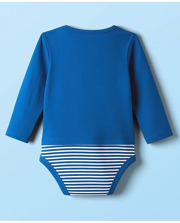 Babyhug 100% Cotton Interlock Knit Full Sleeves Onesies With Animal Print - Navy Blue