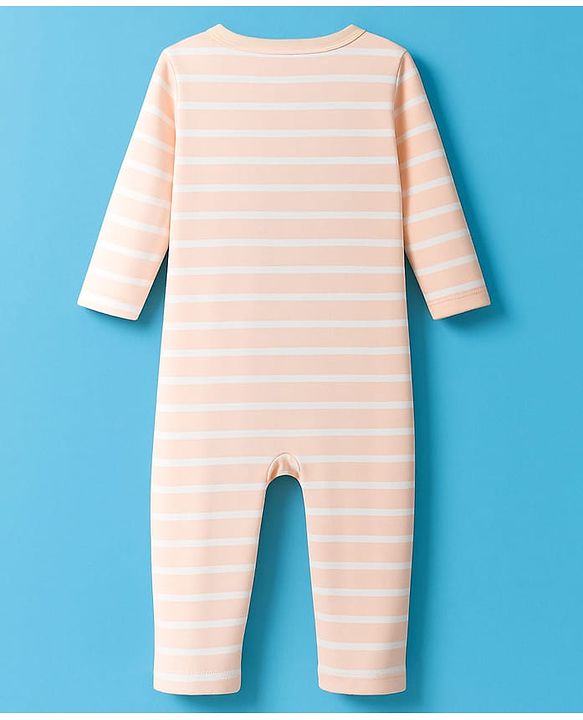 Babyhug 100% Cotton Interlock Knit Full Sleeves Romper With Animal Print - Brown