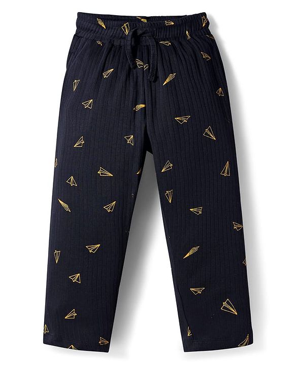 Pine Kids Drop Needle  Half Sleeves  Co-Ord Night Suit Set With Origami Plane Print - Black