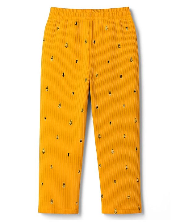 Pine Kids Drop Needle  Half Sleeves  Co-ords Night Suit With Tree Print - Yellow