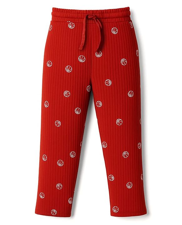 Pine Kids Drop Needle Half Sleeves  Co-ords Night Suits with Basketball Print - Red Orche