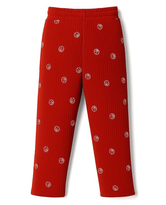 Pine Kids Drop Needle Half Sleeves  Co-ords Night Suits with Basketball Print - Red Orche