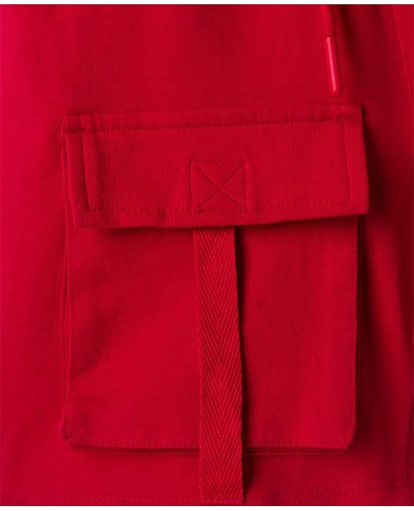 Pine Kids Looper Knit Above Knee Length Shorts With Text Badge - Light Red