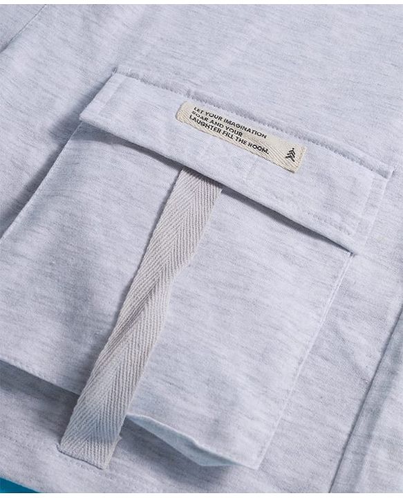 Pine Kids Looper Knit Above Knee Length Shorts With Text Badge - Grey