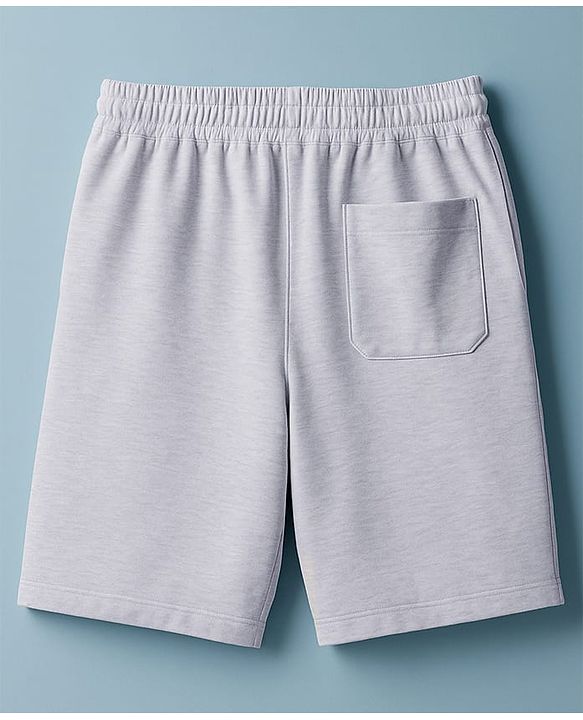 Pine Kids Looper Knit Above Knee Length Shorts With Text Badge - Grey