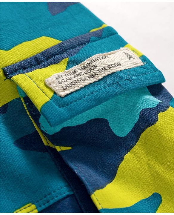 Pine Kids Looper Knit Above Knee Length Shorts With Camouflage Print - Multicolor