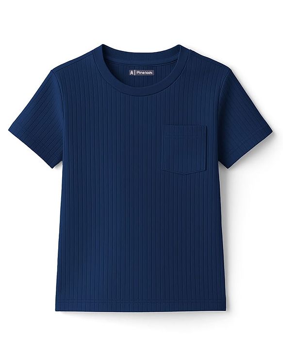 Pine Kids Drop Needle  Half Sleeves Solid Colour Co-ords Night Suit - Navy Blue