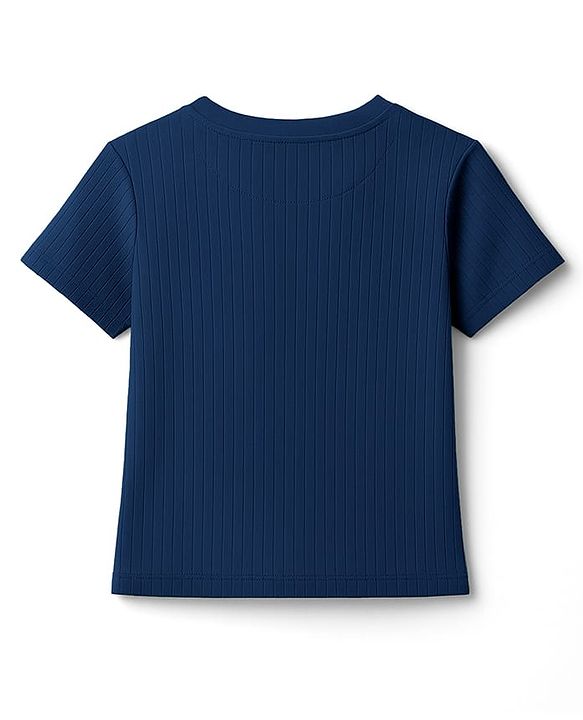 Pine Kids Drop Needle  Half Sleeves Solid Colour Co-ords Night Suit - Navy Blue