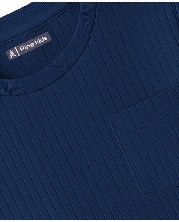 Pine Kids Drop Needle  Half Sleeves Solid Colour Co-ords Night Suit - Navy Blue