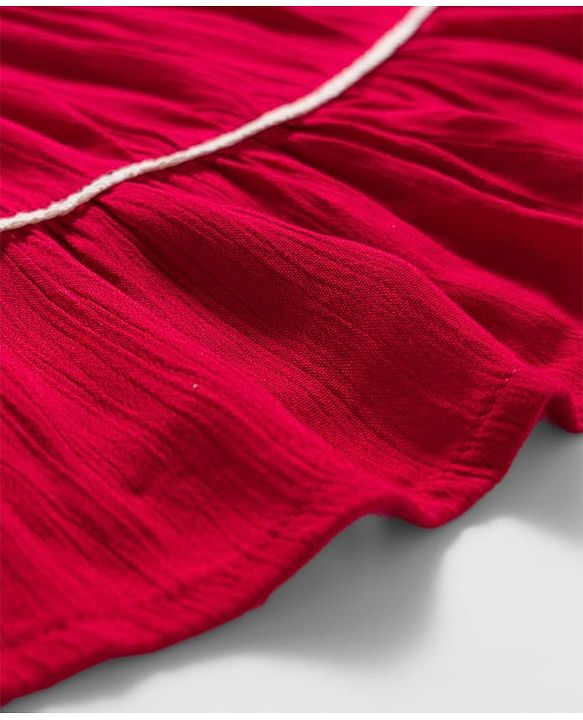 Pine Kids Crinkled Crepe Woven Sleeveless Solid Colour Frock - Maroon