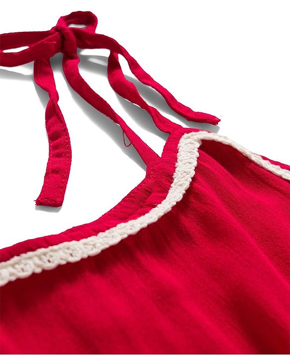 Pine Kids Crinkled Crepe Woven Sleeveless Solid Colour Frock - Maroon