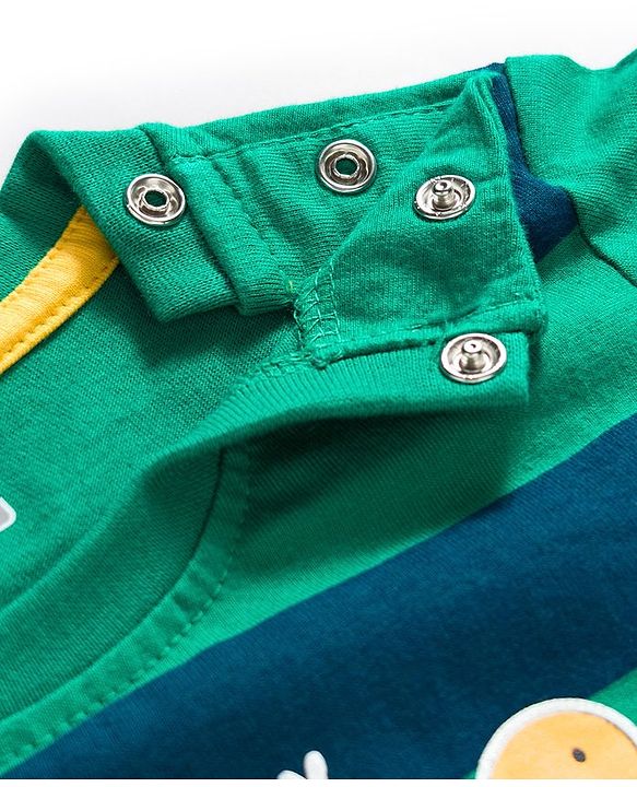 Babyhug 100% Cotton Full Sleeves T-Shirt With Dino Print - Green