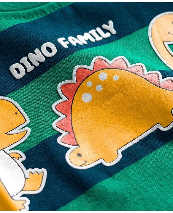 Babyhug 100% Cotton Full Sleeves T-Shirt With Dino Print - Green