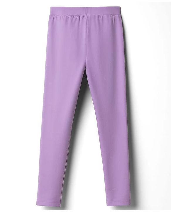 Pine Kids Cotton Lycra Knit Full Length Leggings With Polka Dot Print Pack Of 2 - Purple & Black