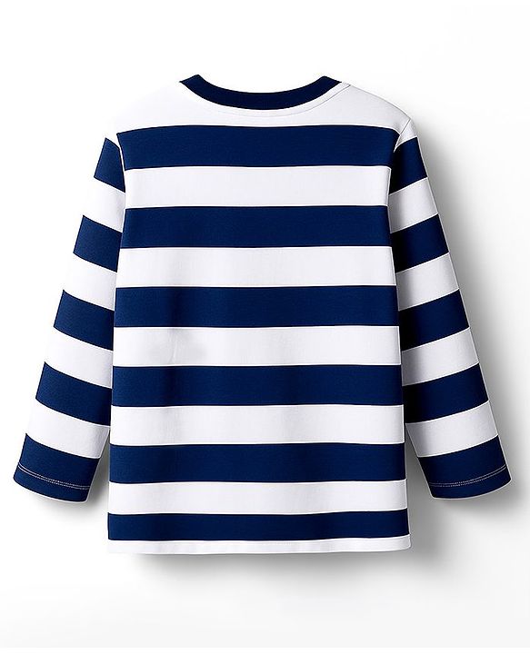Babyhug 100% Cotton Single Jersey Knit Full Sleeves T-Shirt With Tiger Print - Navy Blue