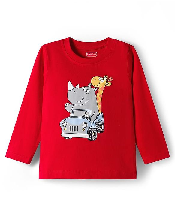 Babyhug 100 % Cotton Single Jersey Knit Full Sleeves T-Shirt With Dino Print Pack Of 7 - Multicolour