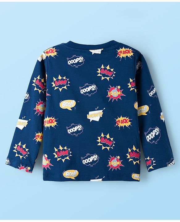 Babyhug 100% Cotton Full Sleeves T-Shirt With Text Print Pack Of 3 - White Navy Blue & Red