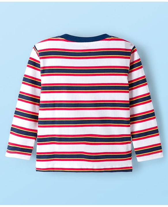 Babyhug 100% Cotton Full Sleeves T-Shirt With Text Print Pack Of 3 - White Navy Blue & Red
