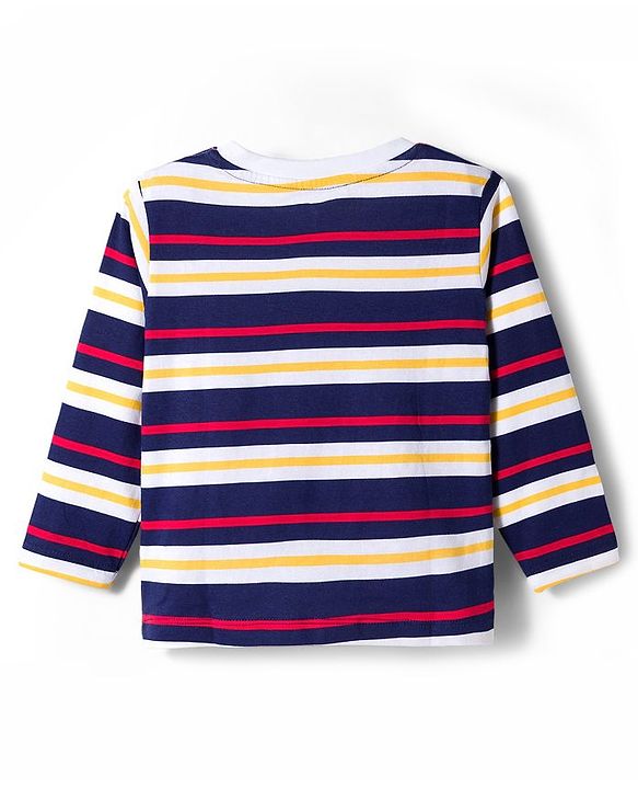 Babyhug 100% Cotton Single Jersey Knit Full Sleeves T-Shirt With Text Print Pack Of 3 - Red Light Blue & Blue