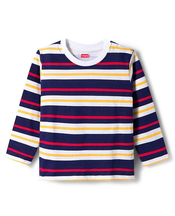 Babyhug 100% Cotton Single Jersey Knit Full Sleeves T-Shirt With Text Print Pack Of 3 - Red Light Blue & Blue