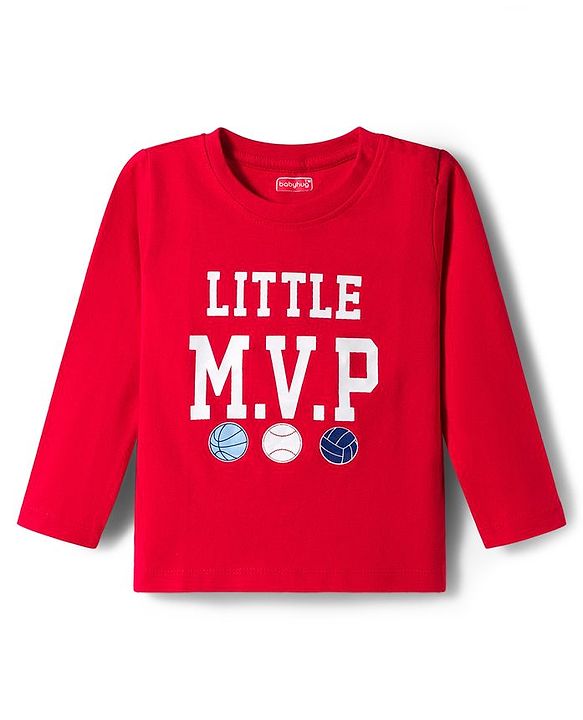 Babyhug 100% Cotton Single Jersey Knit Full Sleeves T-Shirt With Text Print Pack Of 3 - Red Light Blue & Blue