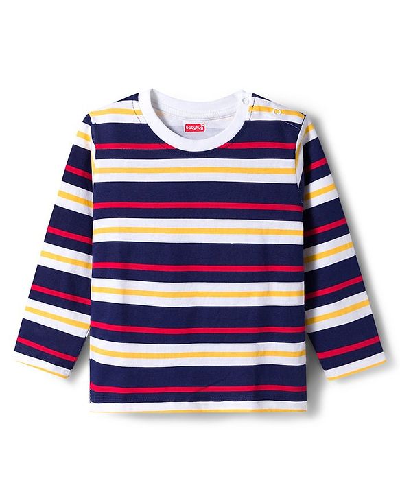 Babyhug 100% Cotton Single Jersey Knit Full Sleeves T-Shirt With Text Print Pack Of 3 - Red Light Blue & Blue