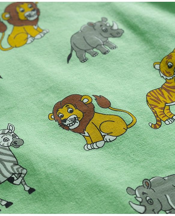 Babyhug 100% Cotton Single Jersey Knit Full Sleeves T-Shirt With Animal Print Pack Of 3 - Yellow Light Green & White