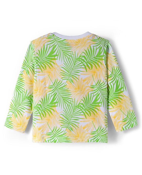 Babyhug 100% Cotton Single Jersey Knit Full Sleeves T-Shirt With Animal Print Pack Of 3 - Yellow Light Green & White