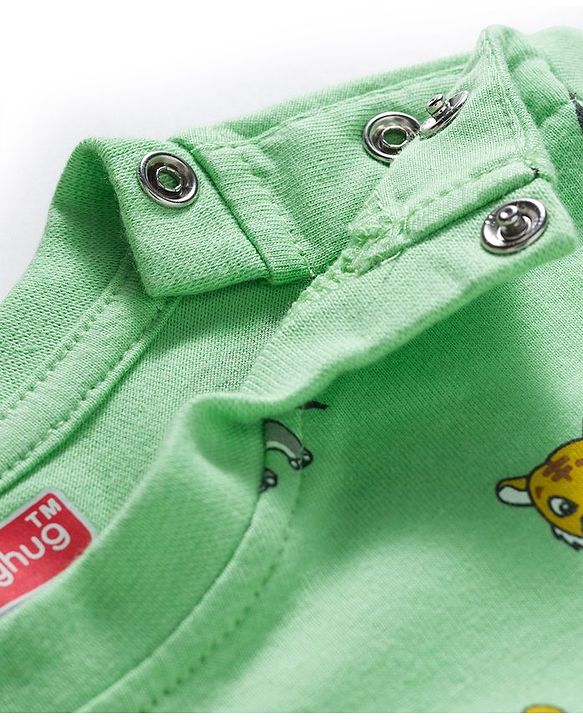 Babyhug 100% Cotton Single Jersey Knit Full Sleeves T-Shirt With Animal Print Pack Of 3 - Yellow Light Green & White