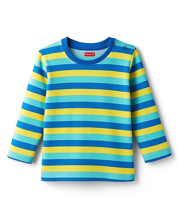 Babyhug 100% Cotton Knit Full Sleeves Striped & Printed T-Shirts Pack of 3 - Multicolor